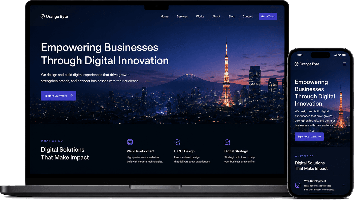OrangeByte 网站建设服务 - 电脑与手机响应式官网展示